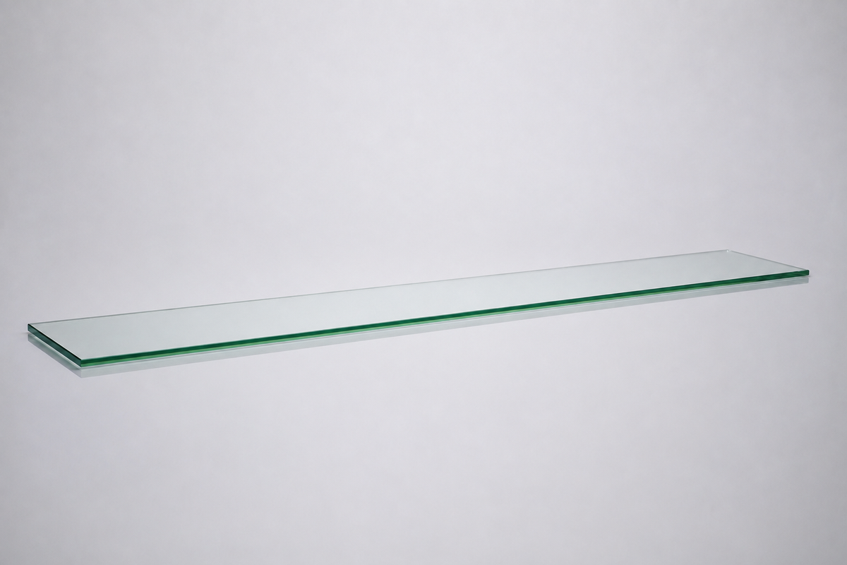 Clear tempered glass shelf — 8 × 66 in