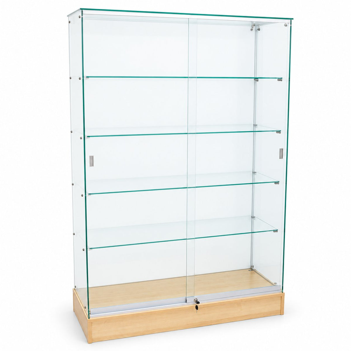 Full Vision Frameless Retail Wallcase – Maple