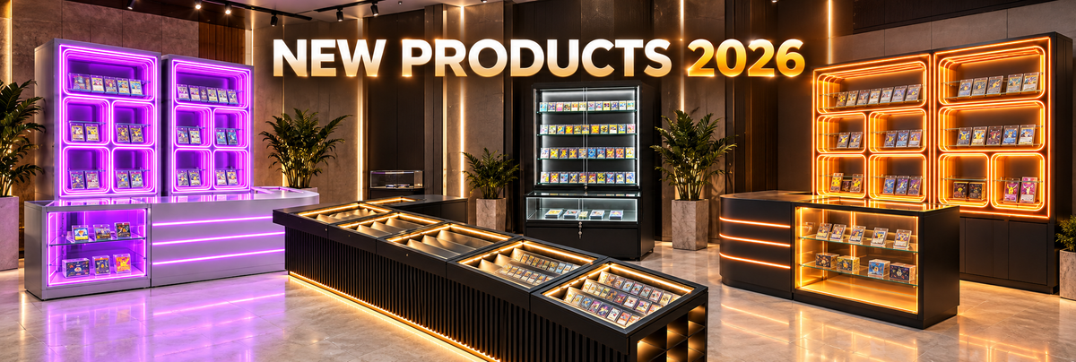 NEW PRODUCTS 2026 — new glass display cases and retail counters in a single showroom