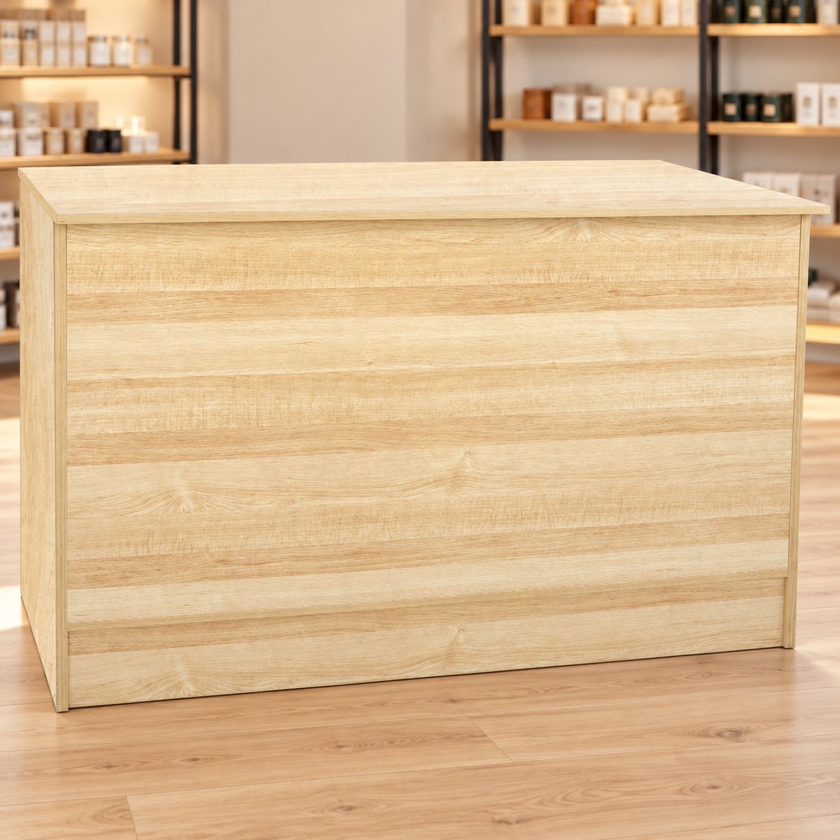 Maple 70" Retail Wrap Counter front view in a retail store