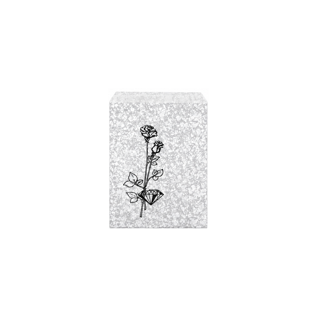 Silvertone Flower Paper Gift Bag, 5 x 7