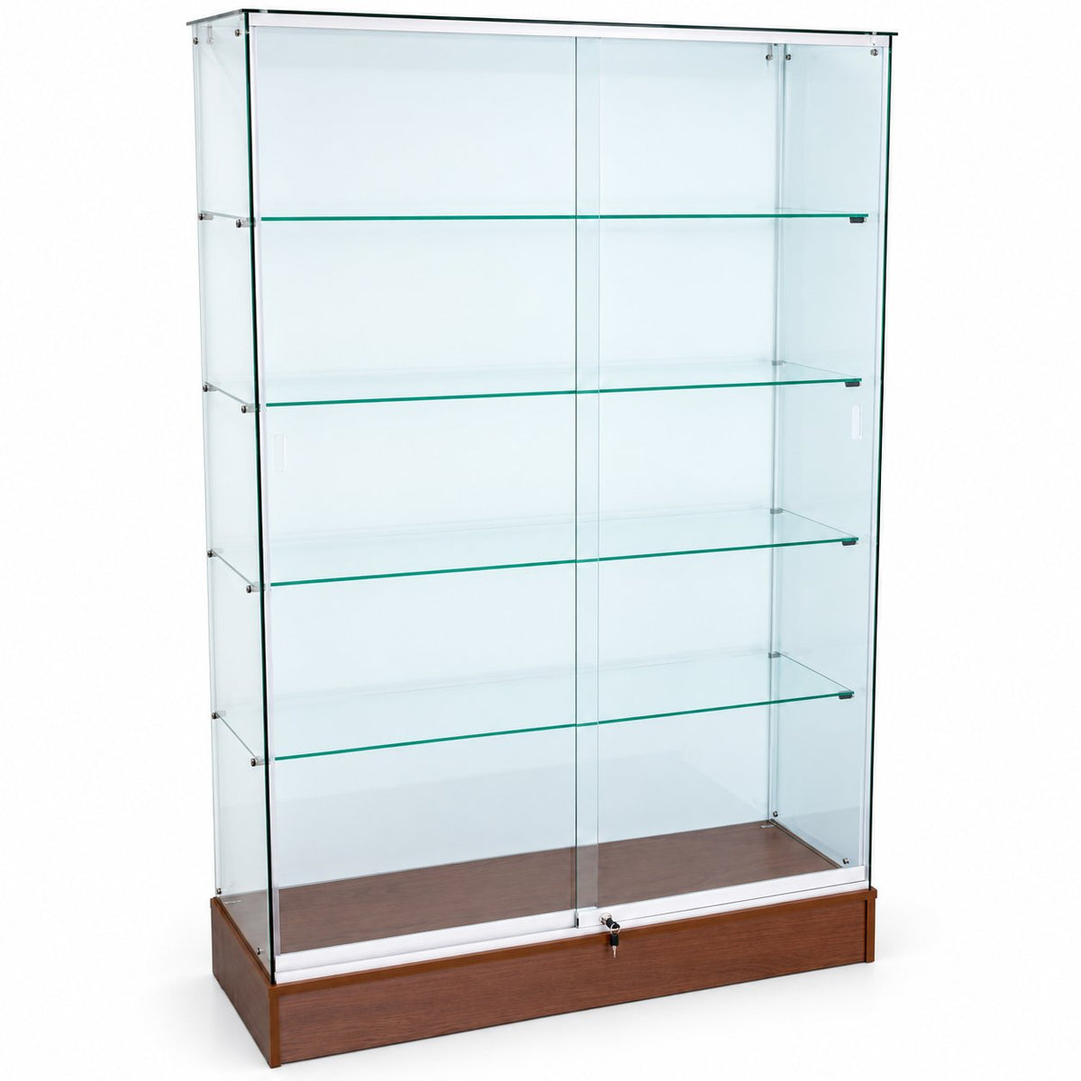 Full Vision Frameless Retail Wallcase – Walnut
