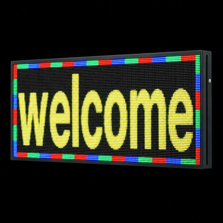 14 by 40 inch RGB digital banner sign displaying a welcome message