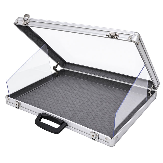 AL819 Glass Top Aluminum Case 34 x 22 angle view