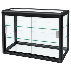 F-1301B primary view - black horizontal tempered glass counter case
