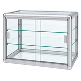F-1301S angle view 1 - silver aluminum tempered glass counter case