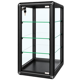 F-1302B black vertical tempered glass counter case primary view