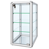 F-1302S right angle - 14 x 12 x 27 H silver tempered glass counter case