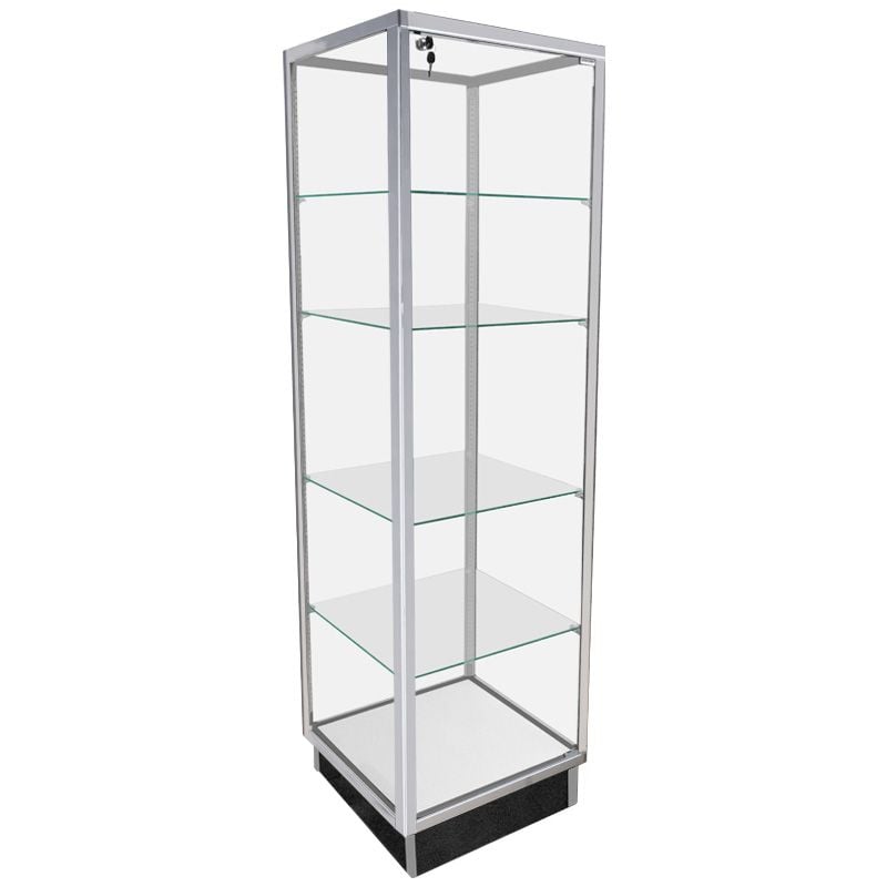 Extra Vision Retail Glass Tower Display — Aluminum — main view