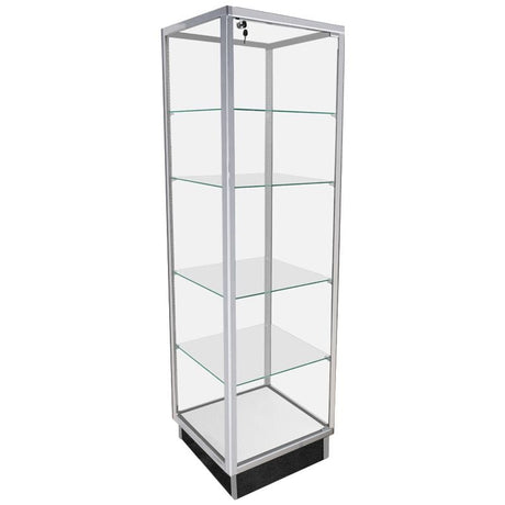 Extra Vision Retail Glass Tower Display — Aluminum — main view