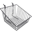 Black 12" × 12" × 8" × 4" slant-front gridwall/slatwall basket