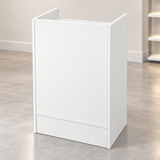 White Retail Cash Register Stand front view in a simple store setting