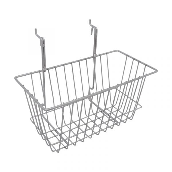 Chrome 12" x 6" x 6" straight gridwall/slatwall basket