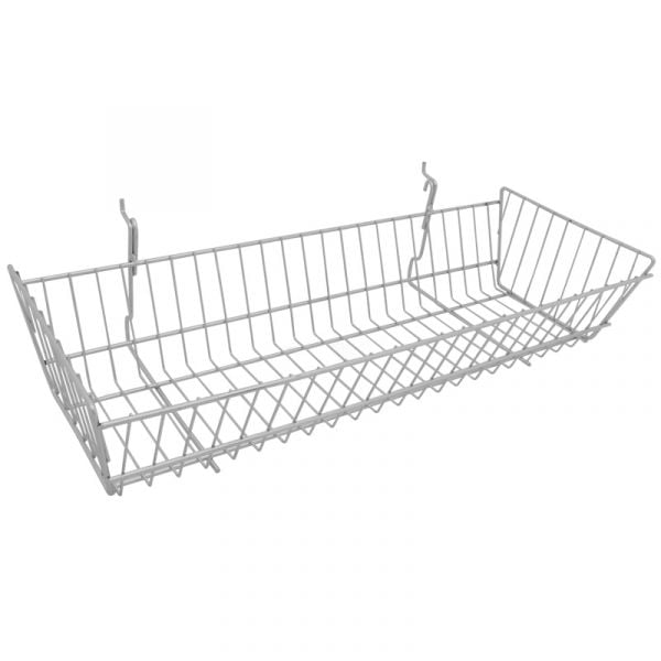 Chrome 24" × 10" × 5" straight gridwall/slatwall basket