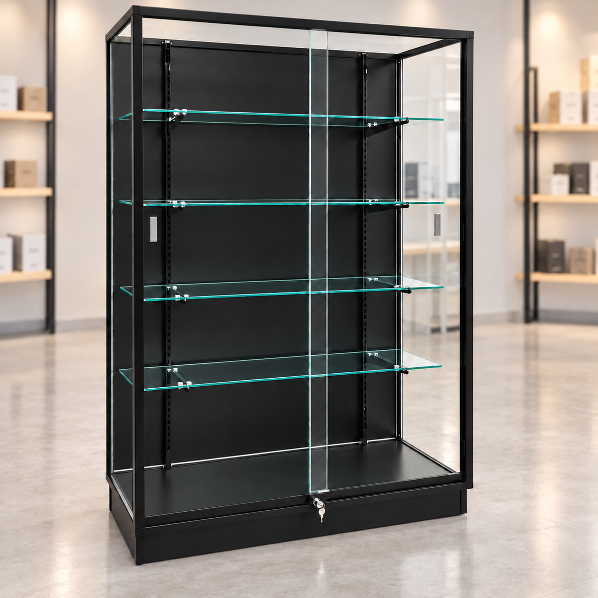 Black Extra Vision Retail Wallcase with fully solid black backing