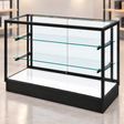 4-foot Black Extra Vision Showcase with fully solid white back doors