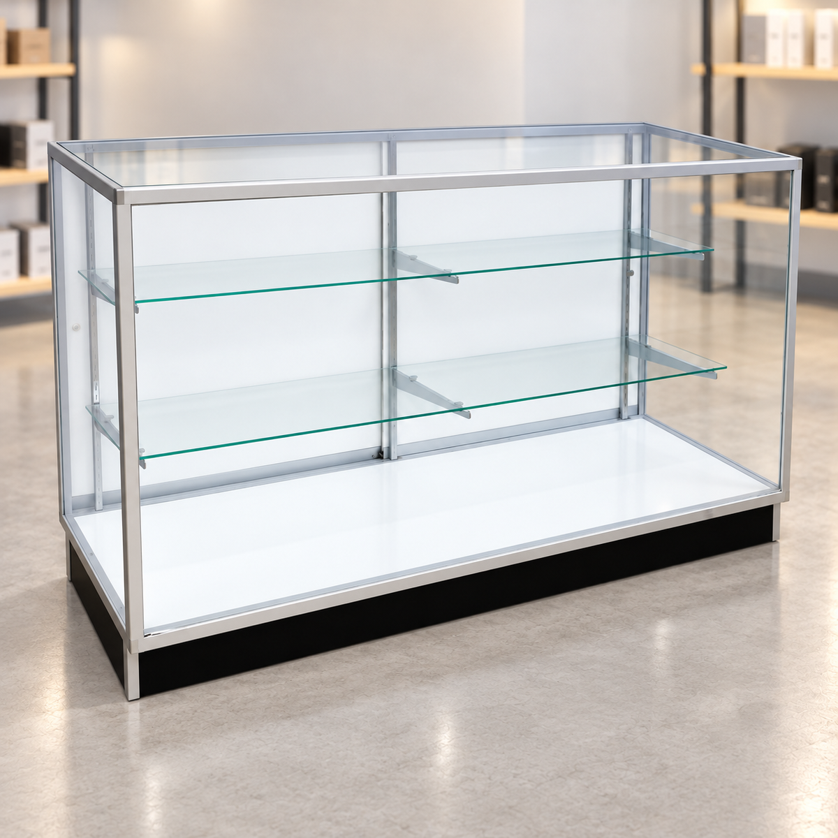 6ft-aluminum Extra Vision Retail Showcase in a retail store