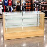 6-foot Maple Full Vision Retail Showcase in a sporting goods store
