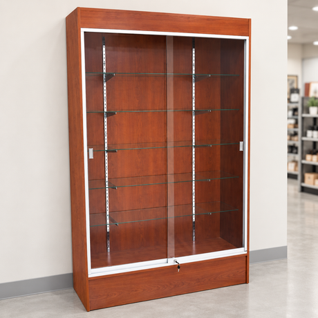 Cherry Fullview Retail Wallcase in a simple store setting