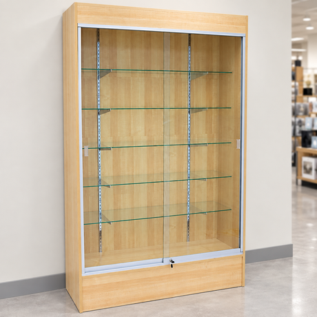 Maple Fullview Retail Wallcase in a simple store setting