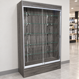 Rustic Gray Fullview Retail Wallcase in a simple store setting