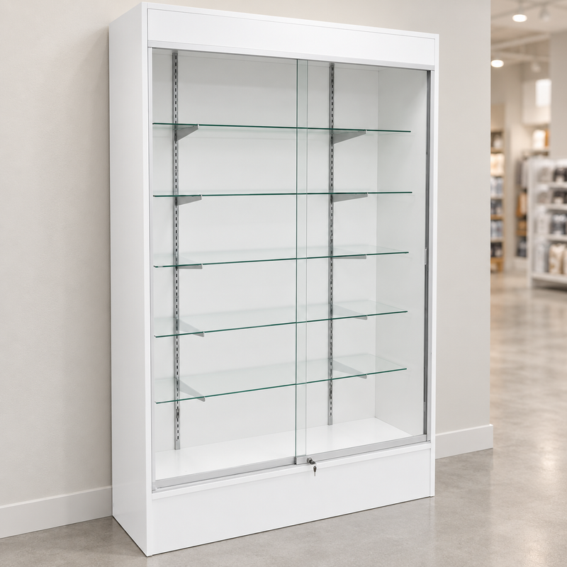 White retail wallcase in a store setting