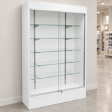 White Fullview Retail Wallcase in a simple store setting