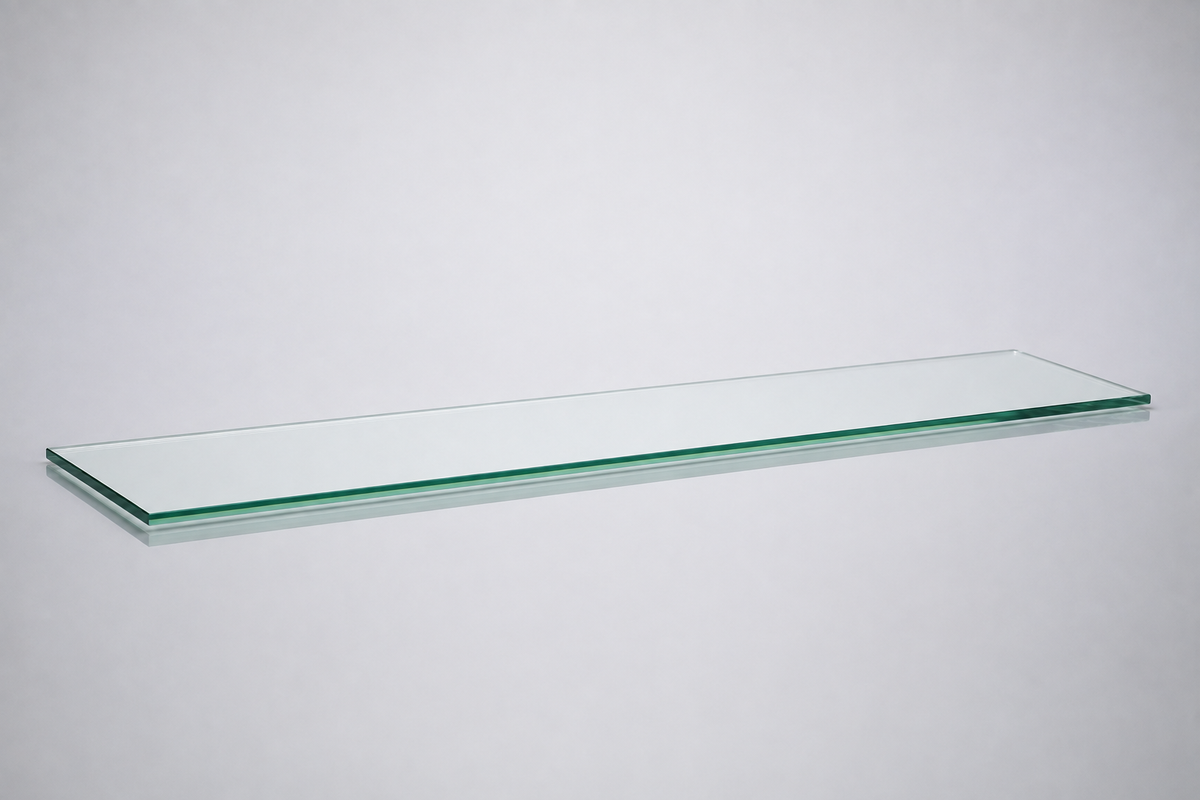 Clear tempered glass shelf — 10 × 48 in