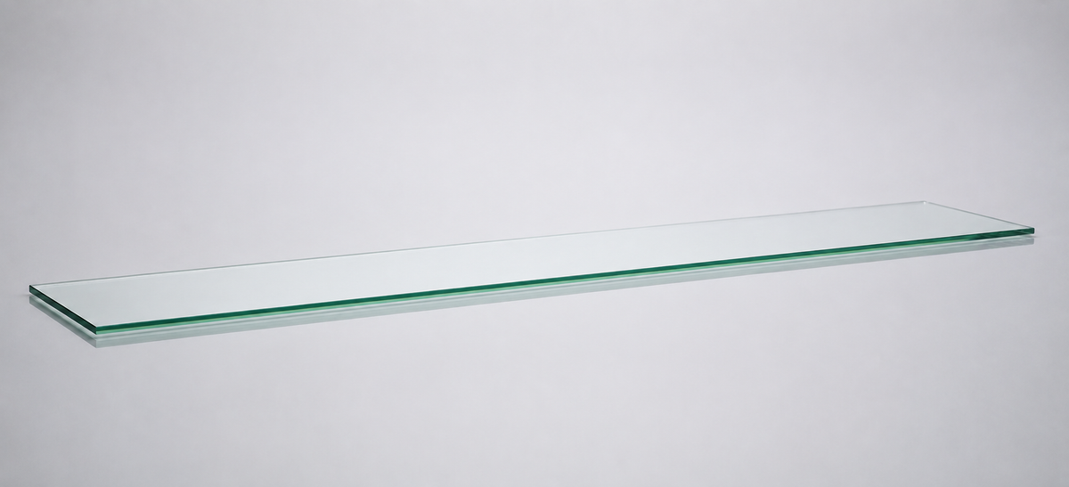 Clear tempered glass shelf — 12 × 66 in