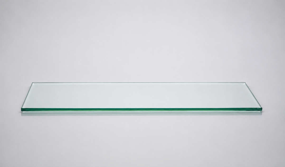 Clear tempered glass shelf — 14 × 24 in