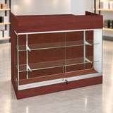 4ft-walnut ledgetop counter with glass front in a retail store