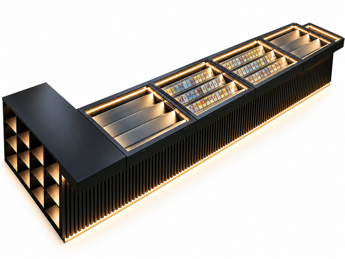 Black fluted glass display counters