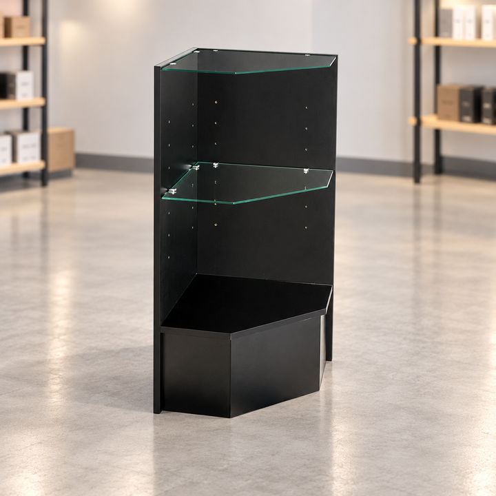 black Pentagon Retail Corner Case in a retail store