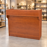 Retail Ledgetop Counter – Cherry, 4 ft, front view in a retail store