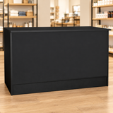 Black 70" Retail Wrap Counter front view in a retail store