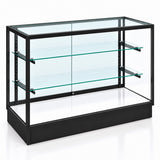 4 ft black aluminum frame Extra Vision retail showcase - opposite angle view