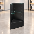 Black triangular retail corner case in a simple retail store