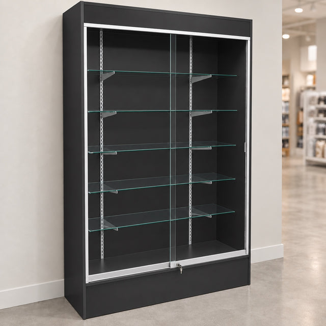 Black Fullview Retail Wallcase in a simple store setting