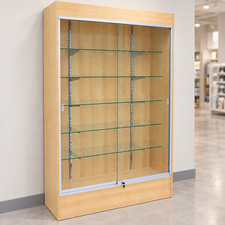 Maple Fullview Retail Wallcase in a simple store setting