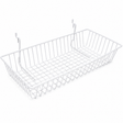 Glossy white epoxy coated 24" x 12" x 4" gridwall slatwall basket