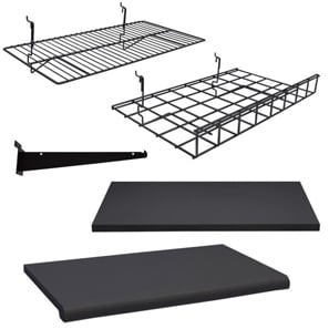 Slatwall Shelving & Brackets -Black