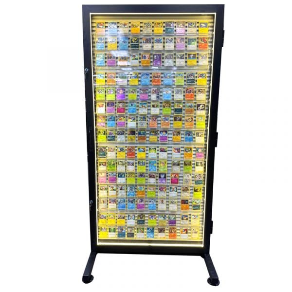 trading card display cases for sale Baseball Stand Sports Card Case With LED - Acrylic, Black - Holds Cards, Baseball Cards Complete with 2 keys and 2 acrylic side panels to further prevent theft Locking Portable Jewelry & Trading
