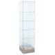 Full Frameless Retail Glass Tower Case - Barnwood 