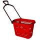 Shopping Basket on Wheels with Pull Handle- Red 