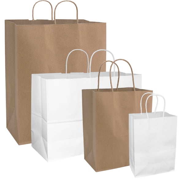 white and kraft paper bags